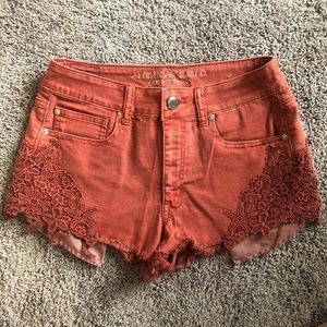 American eagle coral “high rise festival” shorts